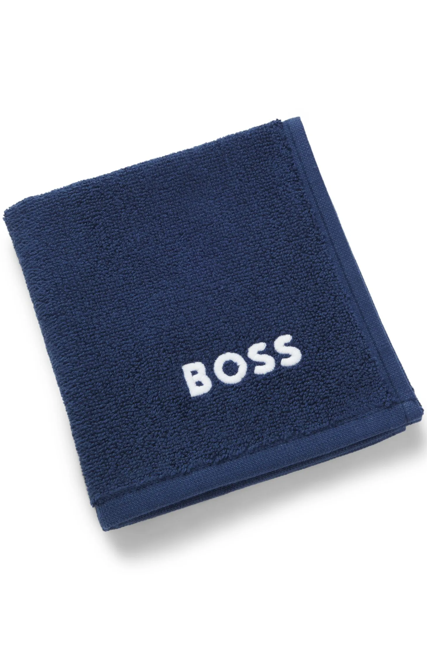 Cotton face cloth with contrast embroidered logo