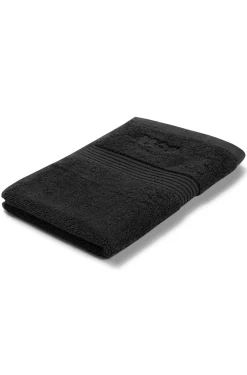 Cotton guest towel in black with embroidered logo