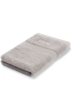 Cotton guest towel in silver with embroidered logo