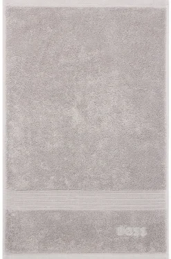 Cotton guest towel in silver with embroidered logo