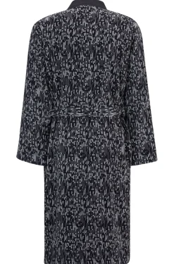 Cotton-jacquard dressing gown with embroidered logo