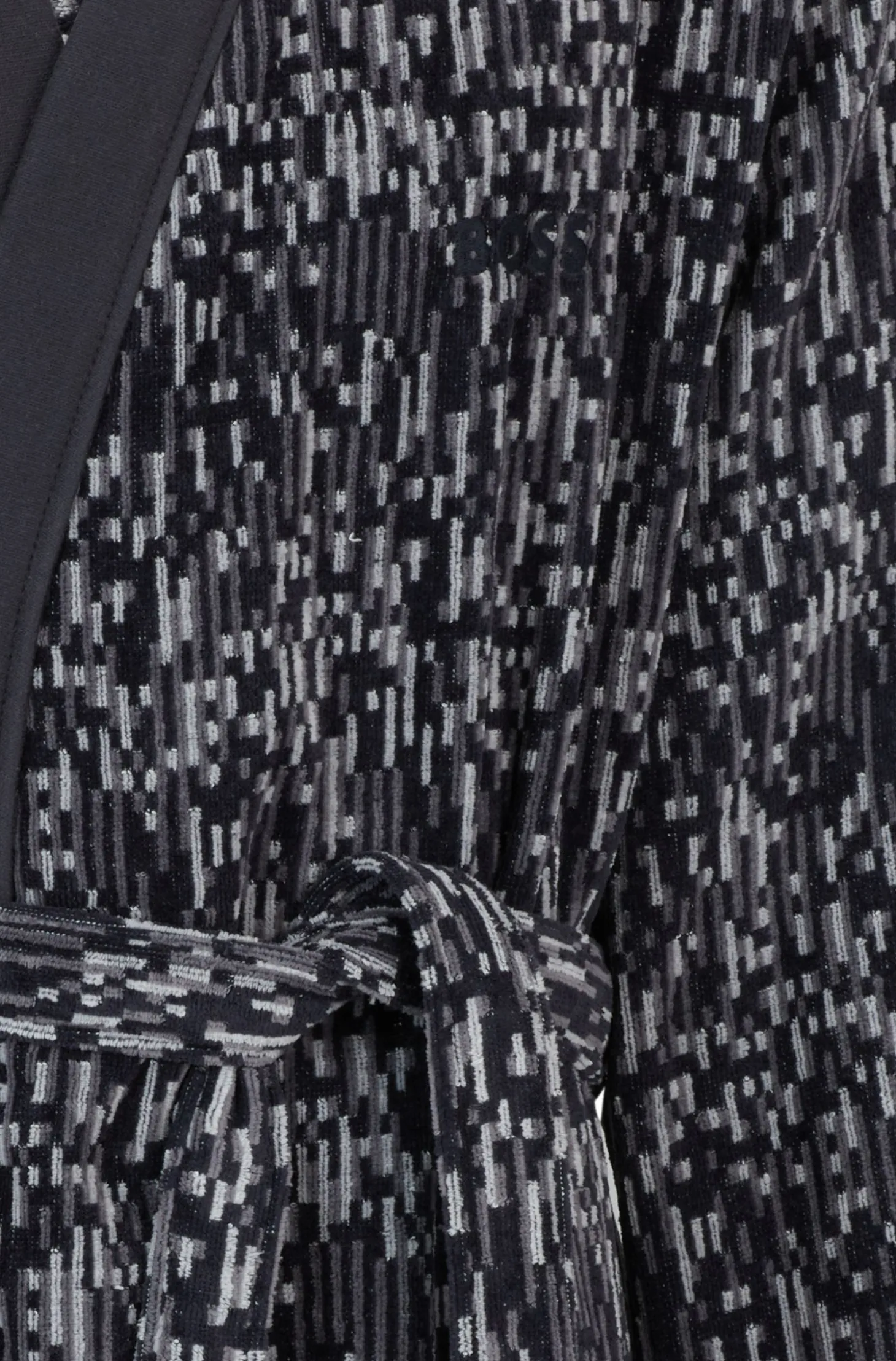 Cotton-jacquard dressing gown with embroidered logo