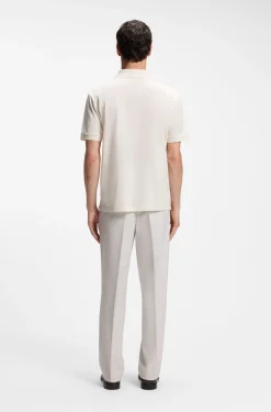 Cotton-jacquard polo shirt with Johnny collar