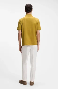 Cotton-jacquard polo shirt with Johnny collar
