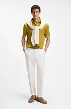 Cotton-jacquard polo shirt with Johnny collar