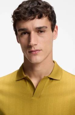 Cotton-jacquard polo shirt with Johnny collar