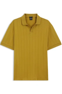 Cotton-jacquard polo shirt with Johnny collar