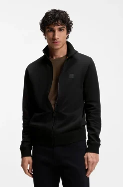 Cotton-jersey jacket with logo badge