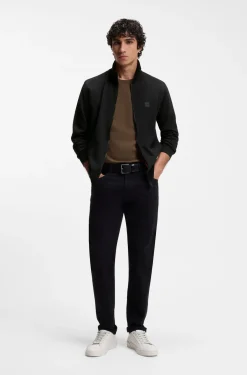 Cotton-jersey jacket with logo badge