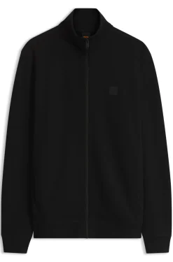 Cotton-jersey jacket with logo badge