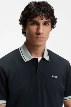 Cotton-jersey polo shirt with stripe trims