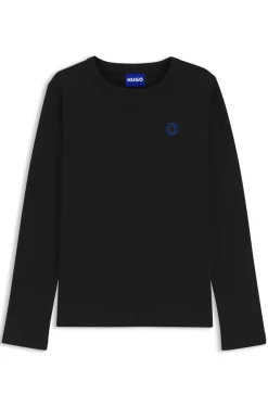 Cotton-jersey top with Happy HUGO logo badge