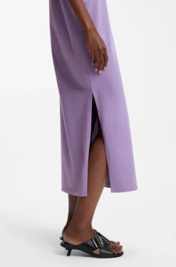 Cotton-jersey T-shirt dress with Happy HUGO logo