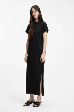 Cotton-jersey T-shirt dress with Happy HUGO logo
