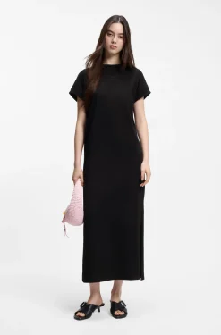 Cotton-jersey T-shirt dress with Happy HUGO logo