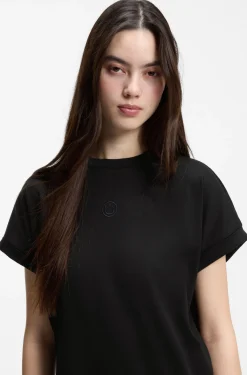 Cotton-jersey T-shirt dress with Happy HUGO logo