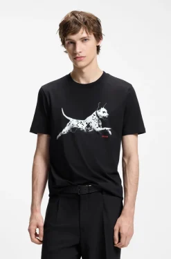 Cotton-jersey T-shirt with animal artwork