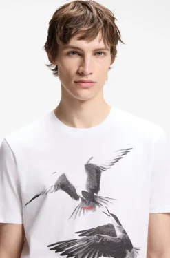 Cotton-jersey T-shirt with animal artwork