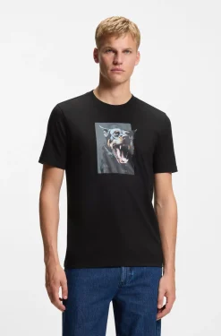 Cotton-jersey T-shirt with animal artwork