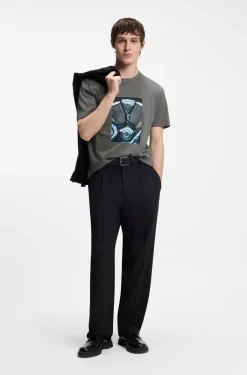 Cotton-jersey T-shirt with biker-inspired artwork