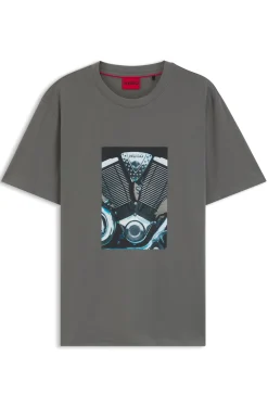 Cotton-jersey T-shirt with biker-inspired artwork