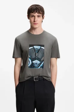 Cotton-jersey T-shirt with biker-inspired artwork