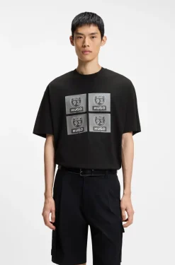 Cotton-jersey T-shirt with biker-inspired artwork