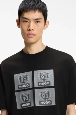 Cotton-jersey T-shirt with biker-inspired artwork