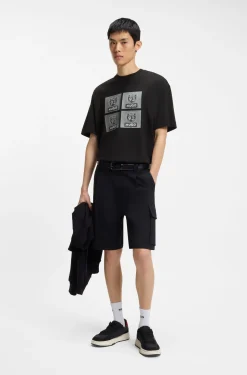 Cotton-jersey T-shirt with biker-inspired artwork