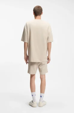 Cotton-jersey T-shirt with blue logo patch