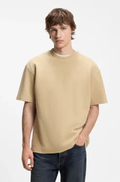 Cotton-jersey T-shirt with blue logo patch