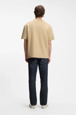 Cotton-jersey T-shirt with blue logo patch