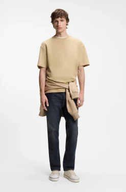 Cotton-jersey T-shirt with blue logo patch