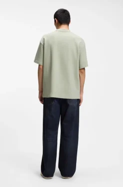 Cotton-jersey T-shirt with blue logo patch