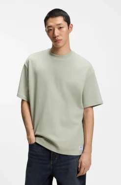 Cotton-jersey T-shirt with blue logo patch