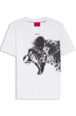 Cotton-jersey T-shirt with cobra print