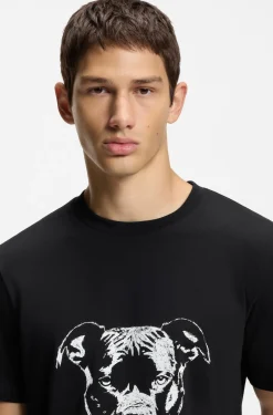 Cotton-jersey T-shirt with dog artwork