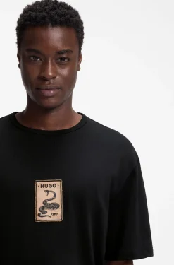 Cotton-jersey T-shirt with embroidered badge