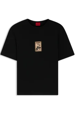 Cotton-jersey T-shirt with embroidered badge