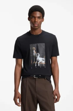 Cotton-jersey T-shirt with graphic print