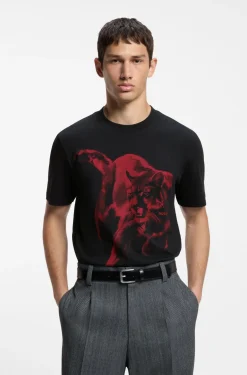 Cotton-jersey T-shirt with graphic print