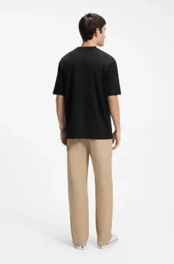 Cotton-jersey T-shirt with Happy HUGO logo
