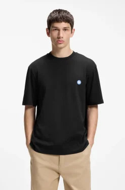 Cotton-jersey T-shirt with Happy HUGO logo