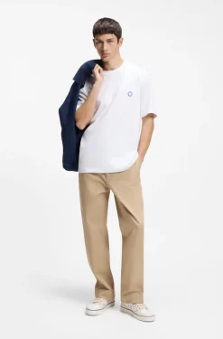 Cotton-jersey T-shirt with Happy HUGO logo