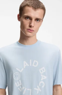 Cotton-jersey T-shirt with Happy HUGO logo