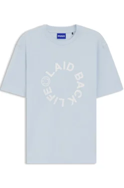 Cotton-jersey T-shirt with Happy HUGO logo