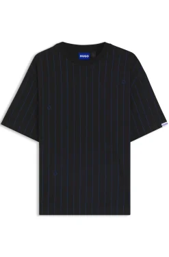 Cotton-jersey T-shirt with Happy HUGO logo stripe