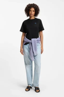 Cotton-jersey T-shirt with Happy HUGO logo
