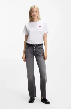 Cotton-jersey T-shirt with heart logo