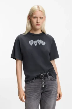 Cotton-jersey T-shirt with heart logo